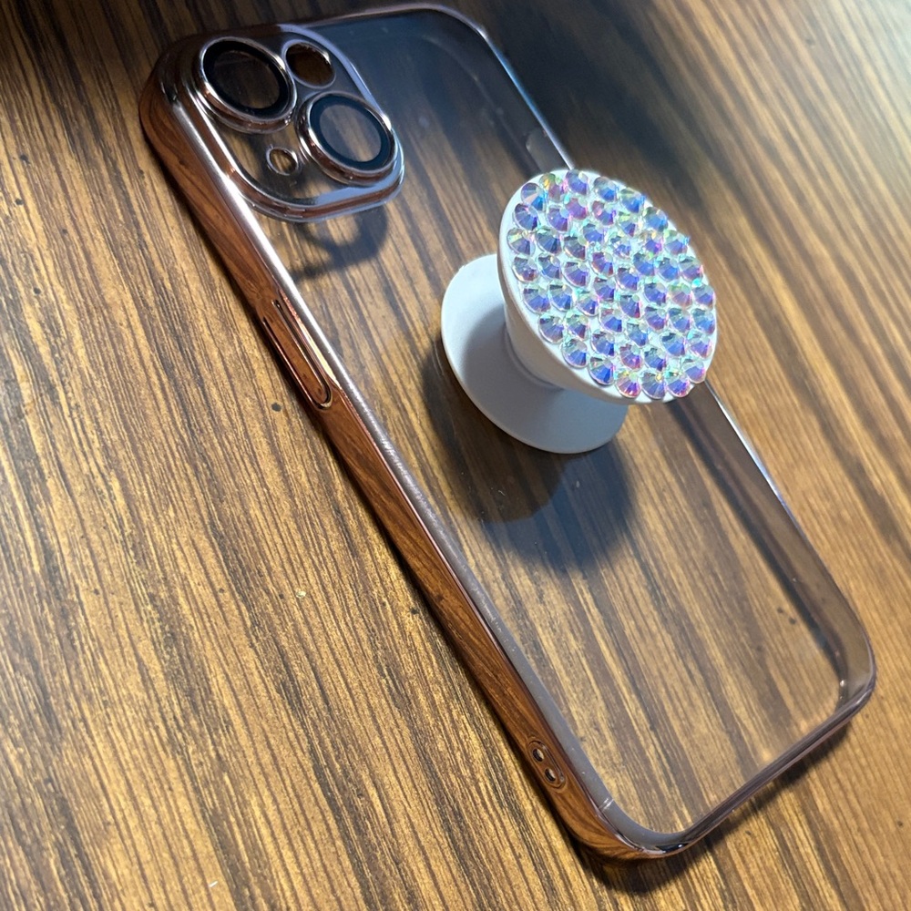 Clear iPhone 14 Case with Rhinestone PopSocket